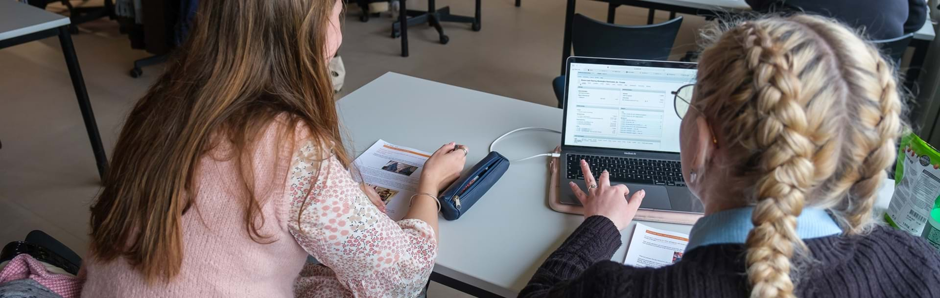 Elever som arbejder ved en computer