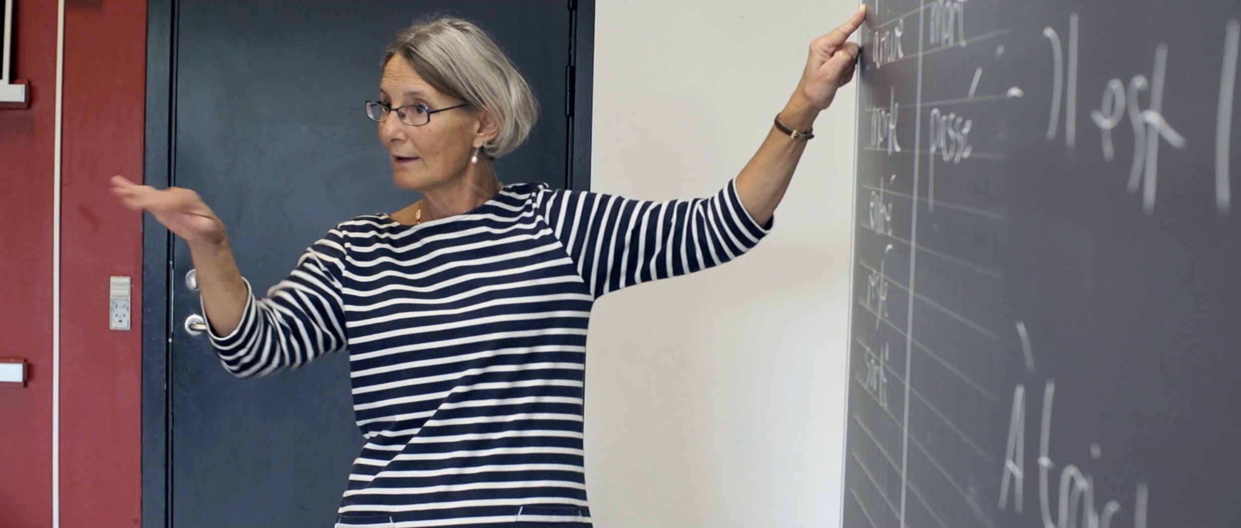 Jutta som er lærer på Nykøbing Katedralskole er i gang med undervisningen