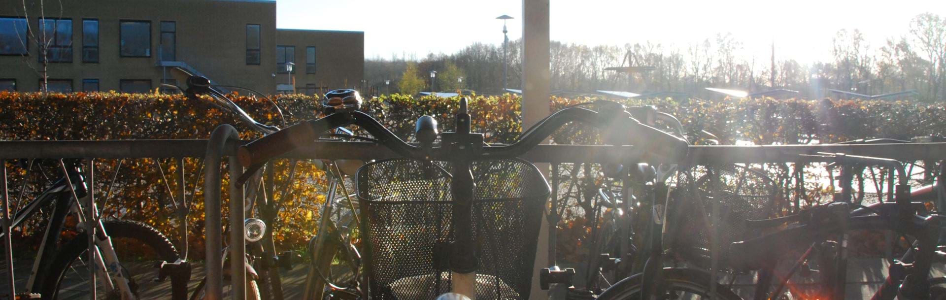 Cykelstativ med parkerede cykler
